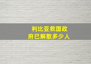 利比亚救国政府已解散多少人