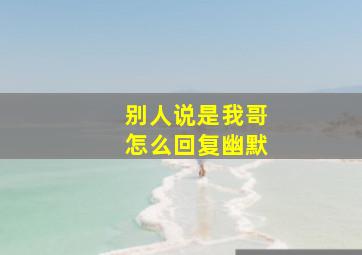 别人说是我哥怎么回复幽默