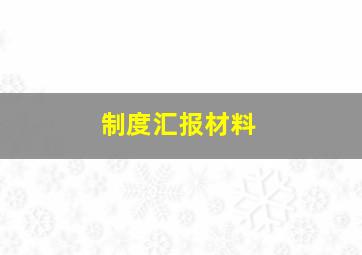 制度汇报材料