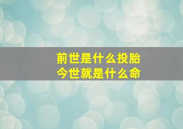 前世是什么投胎今世就是什么命