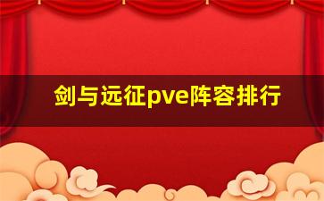 剑与远征pve阵容排行