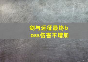 剑与远征最终boss伤害不增加