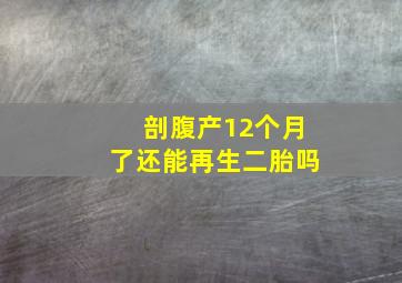 剖腹产12个月了还能再生二胎吗