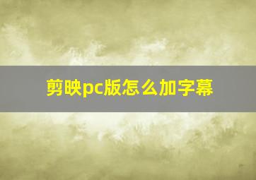 剪映pc版怎么加字幕