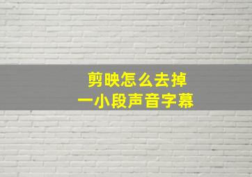 剪映怎么去掉一小段声音字幕