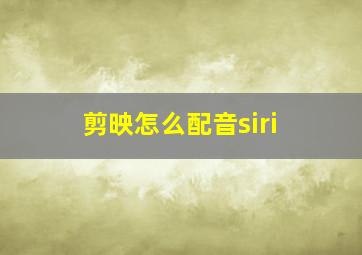 剪映怎么配音siri