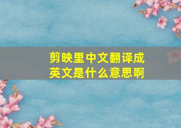 剪映里中文翻译成英文是什么意思啊