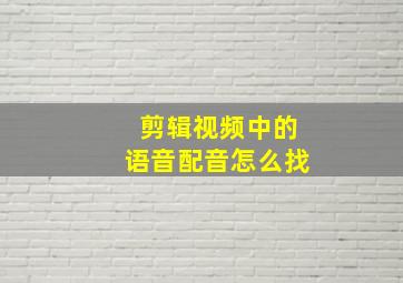 剪辑视频中的语音配音怎么找