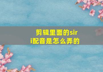 剪辑里面的siri配音是怎么弄的