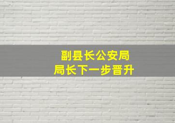 副县长公安局局长下一步晋升