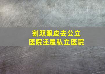 割双眼皮去公立医院还是私立医院