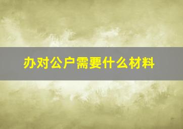 办对公户需要什么材料