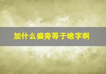 加什么偏旁等于啥字啊