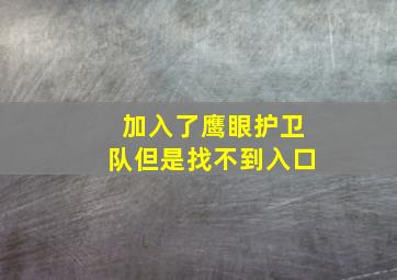 加入了鹰眼护卫队但是找不到入口