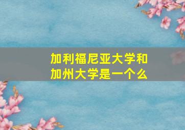 加利福尼亚大学和加州大学是一个么