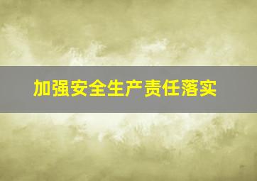 加强安全生产责任落实