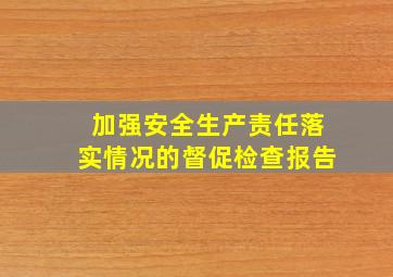 加强安全生产责任落实情况的督促检查报告