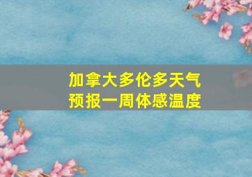 加拿大多伦多天气预报一周体感温度