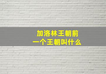 加洛林王朝前一个王朝叫什么