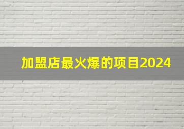 加盟店最火爆的项目2024