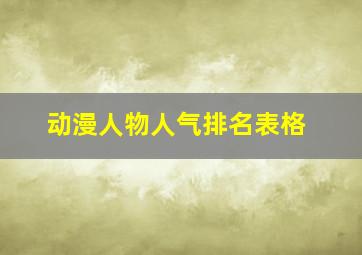 动漫人物人气排名表格