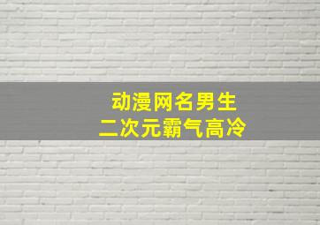 动漫网名男生二次元霸气高冷