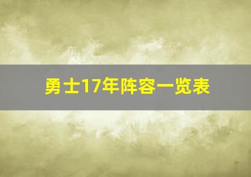 勇士17年阵容一览表