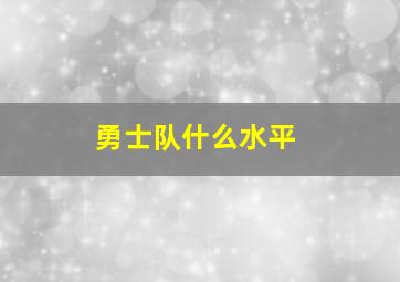 勇士队什么水平