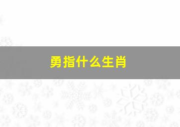 勇指什么生肖