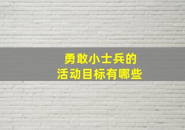 勇敢小士兵的活动目标有哪些