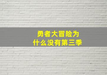 勇者大冒险为什么没有第三季