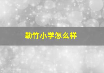 勒竹小学怎么样