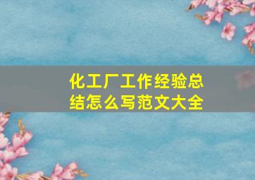 化工厂工作经验总结怎么写范文大全