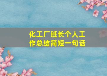 化工厂班长个人工作总结简短一句话