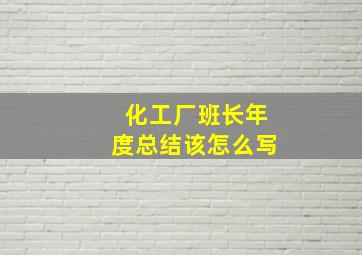 化工厂班长年度总结该怎么写