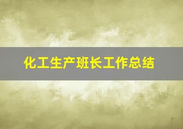 化工生产班长工作总结