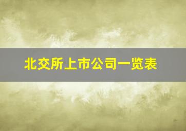 北交所上市公司一览表