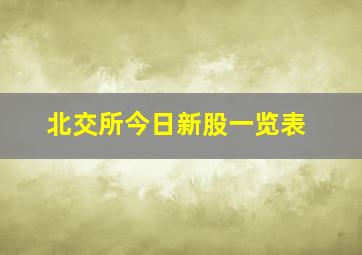 北交所今日新股一览表