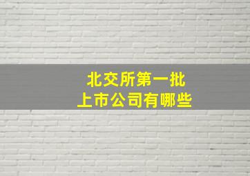 北交所第一批上市公司有哪些