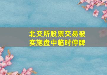 北交所股票交易被实施盘中临时停牌