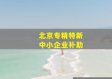 北京专精特新中小企业补助