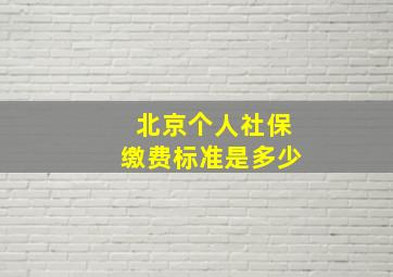 北京个人社保缴费标准是多少