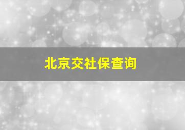 北京交社保查询