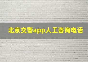 北京交警app人工咨询电话