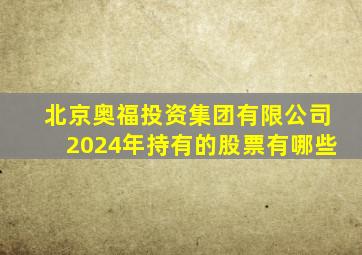 北京奥福投资集团有限公司2024年持有的股票有哪些