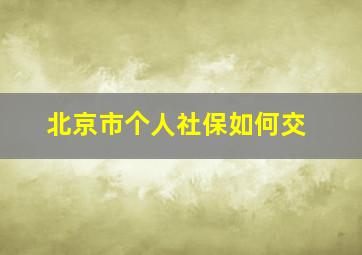 北京市个人社保如何交