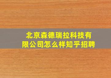 北京森德瑞拉科技有限公司怎么样知乎招聘