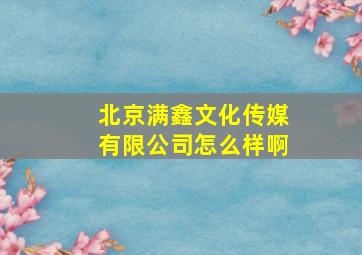 北京满鑫文化传媒有限公司怎么样啊