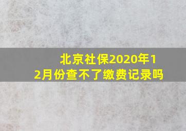 北京社保2020年12月份查不了缴费记录吗