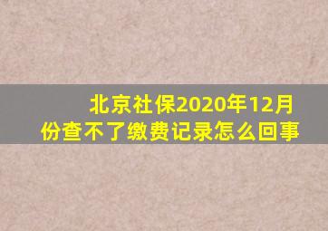 北京社保2020年12月份查不了缴费记录怎么回事